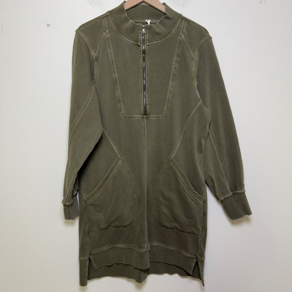 Anthropologie Daily Practice Women Cotton Meru Sweater Dress Large Quarter Zip - Picture 2 of 14